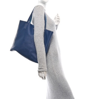 HERMES Taurillon Clemence Double Sens 45 Reversible Tote Bleu Izmir Bleu Saphir