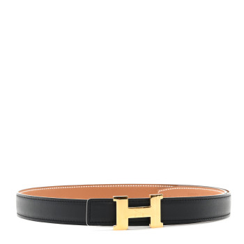 HERMES Swift Epsom 24mm Mini Constance H Belt 85 34 Black Gold