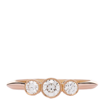 TIFFANY 18K Rose Gold Diamond Three Stone Milgrain Ring 49 5