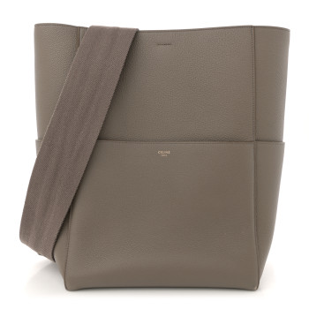 CELINE Soft Grained Calfskin Sangle Bucket Bag Taupe