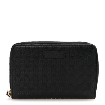GUCCI Soft Microguccissima Zip Around Organizer Wallet Black