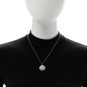 CHANEL Resin Glitter CC Necklace Gold Silver