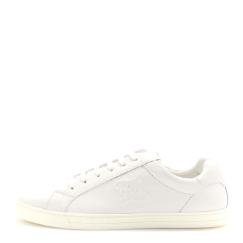 FENDI Vitello Karligraphy Embossed Low Top Sneakers 9 White