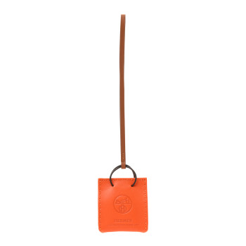 HERMES Milo Lambskin Swift Shopping Bag Charm Feu Gold