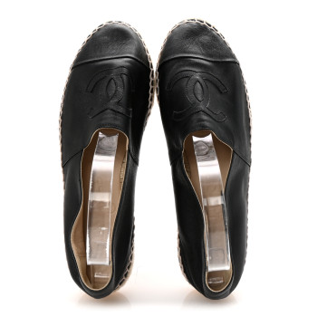 CHANEL Lambskin CC Espadrilles 37 Black