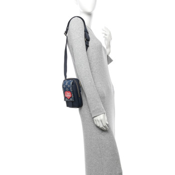 LOUIS VUITTON X NIGO Denim Monogram Flat Double Phone Pouch