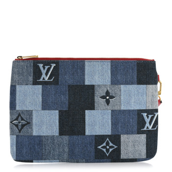 LOUIS VUITTON Denim Monogram Patchwork City Pouch Blue Rouge