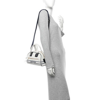 CHRISTIAN DIOR Calfskin Small Dior Vibe Zip Bowling Bag White