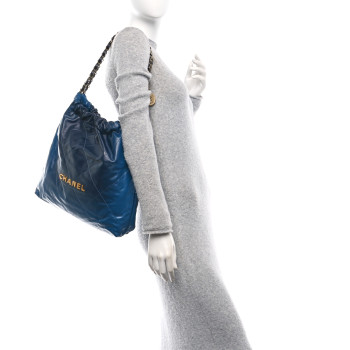 CHANEL Shaded Calfskin Quilted Chanel 22 Blue Dark Blue