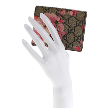 GUCCI GG Supreme Monogram Blooms Card Case Beige Multicolor Dry Rose