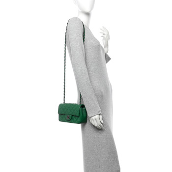 CHANEL Caviar Quilted Mini Rectangular Flap Green