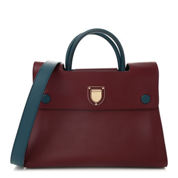 CHRISTIAN DIOR Smooth Calfskin Medium Diorever Flap Burgundy