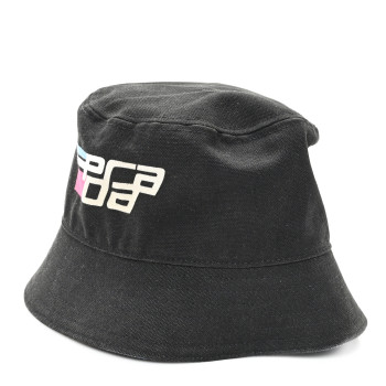 PRADA Canvas Racing Logo Womens Bucket Hat M Black