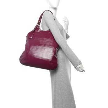SAINT LAURENT Patent Tribute Tote Red