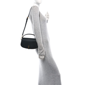 SAINT LAURENT Box Calfskin Voltaire Top Handle Crossbody Bag Black