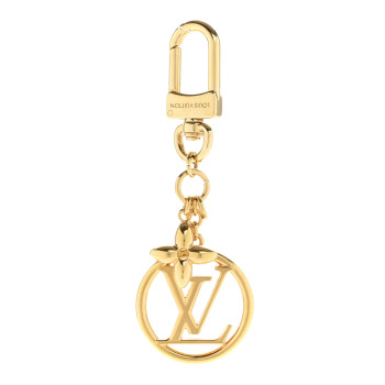 LOUIS VUITTON Metal Fleur LV Circle Bag Charm Key Holder Gold
