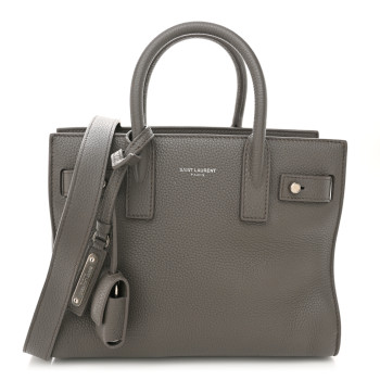 SAINT LAURENT Grained Calfskin Nano Supple Sac De Jour Fog