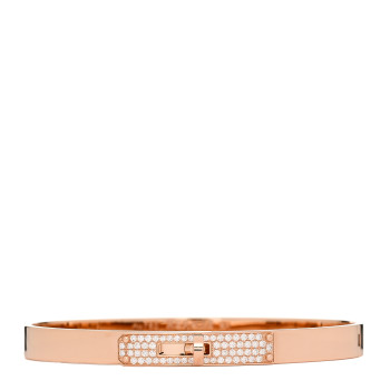 HERMES 18K Rose Gold Diamond PM Kelly Pave Bracelet SH
