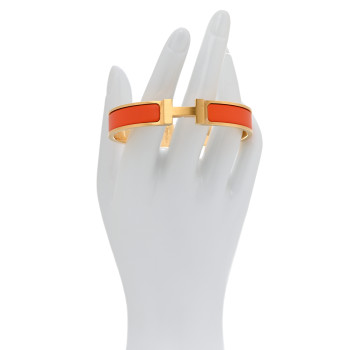 HERMES Matte Enamel Narrow Clic Clac HH Bracelet T6 Orange