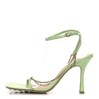 BOTTEGA VENETA Lambskin Stretch Chain Strap 90mm Sandals 40.5 Pistachio