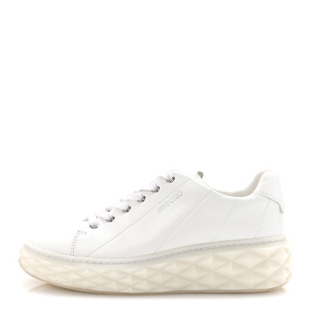 JIMMY CHOO Nappa Diamond Light Platform Sneakers 38 White