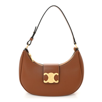 CELINE Smooth Calfskin Medium Strap Ava Triomphe Shoulder Bag Tan