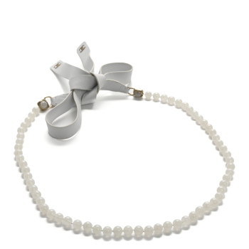 CHANEL Beaded Calfskin CC Belt White