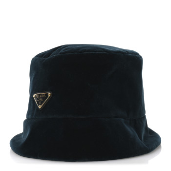 PRADA Velvet Triangle Womens Bucket Hat L Petrolio