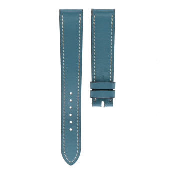 HERMES Chevre Mysore Heure H Hour Watch Strap Blue Jean