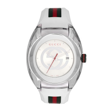 GUCCI Stainless Steel Rubber 46mm Sync Web Quartz Watch White