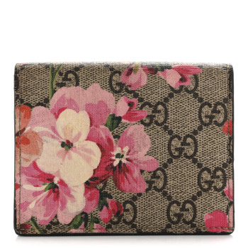 GUCCI GG Supreme Monogram Blooms Card Case Beige Multicolor Dry Rose