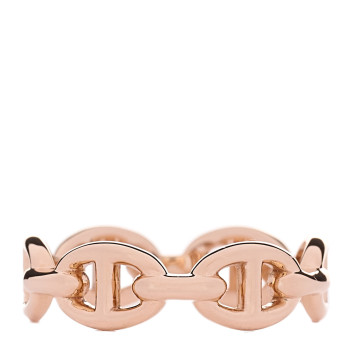 HERMES 18K Rose Gold PM Chaine d'Ancre Enchainee Ring 53 6.5