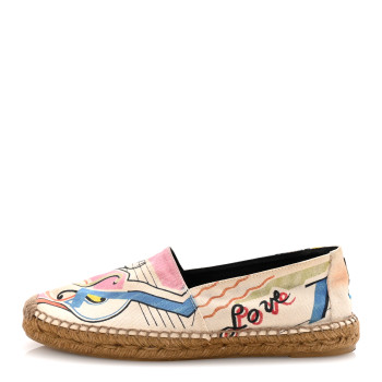 SAINT LAURENT Canvas Perseo Logo Embroidered Espadrilles 40 Multicolor