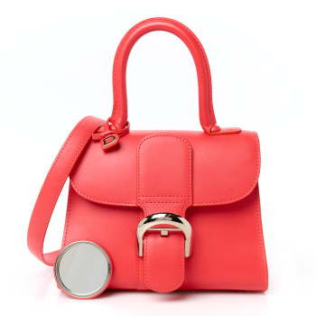 DELVAUX Box Calfskin Mini Brillant Satchel Coral
