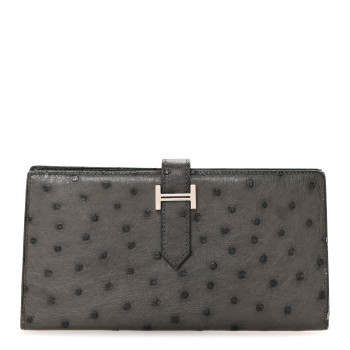 HERMES Ostrich Bearn Wallet Graphite