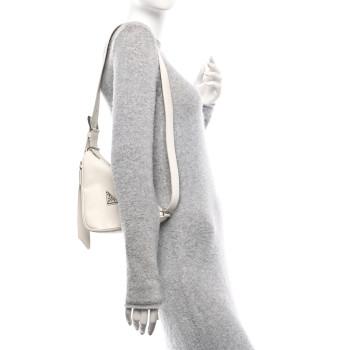 PRADA Saffiano Triangle Shoulder Belt Bag White