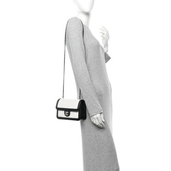 CHANEL Lambskin Calfskin Mini Chocolate Bar Flap Bag White Black