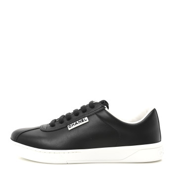 CHANEL Calfskin CC Uniform Womens Sneakers 36.5 Black