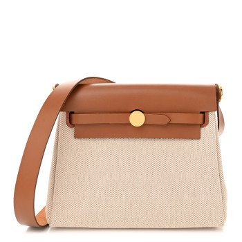HERMES Military Toile Vache Hunter Herbag Zip Retourne 20 Ecru Beige Fauve