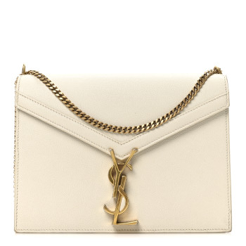 SAINT LAURENT Grain De Poudre Monogram Cassandra Clasp Bag Crema Soft