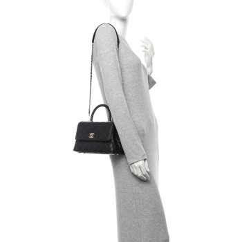 CHANEL Caviar Quilted Mini Coco Handle Flap Black