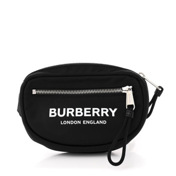 BURBERRY Econyl Logo Print Small Cannon Bum Bag Black