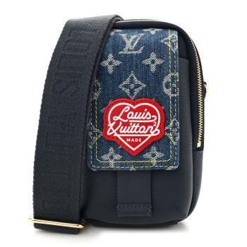 LOUIS VUITTON X NIGO Denim Monogram Flat Double Phone Pouch