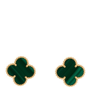 VAN CLEEF & ARPELS 18K Yellow Gold Malachite Vintage Alhambra Earrings