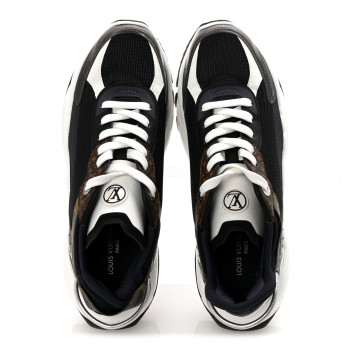LOUIS VUITTON Monogram Calfskin Run 55 Sneakers 39 Black