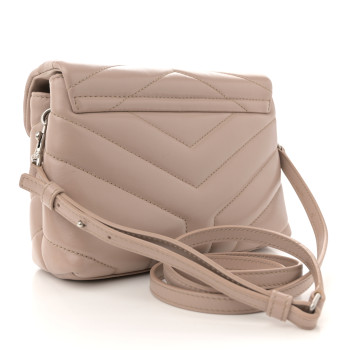 SAINT LAURENT Calfskin Y Quilted Monogram Toy Loulou Crossbody Bag Light Natural