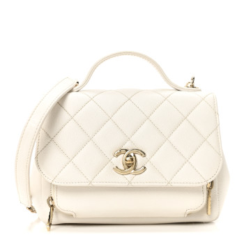CHANEL Caviar Quilted Small Business Affinity Flap White
