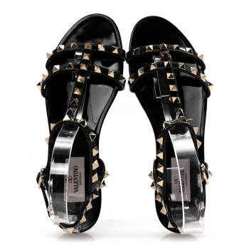 VALENTINO GARAVANI PVC Jelly Rockstud Caged Sandals 36 Black