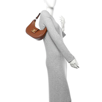 CELINE Smooth Calfskin Medium Strap Ava Triomphe Shoulder Bag Tan