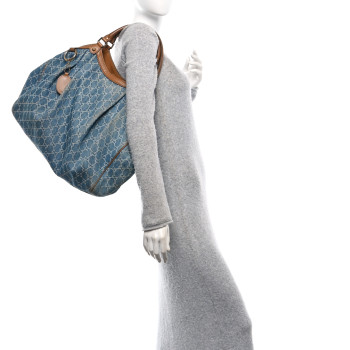 GUCCI Denim Monogram Large Sukey Tote
